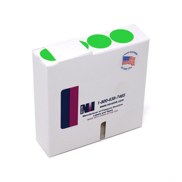 1" Color Coding Dots Green Flr - Roll Form